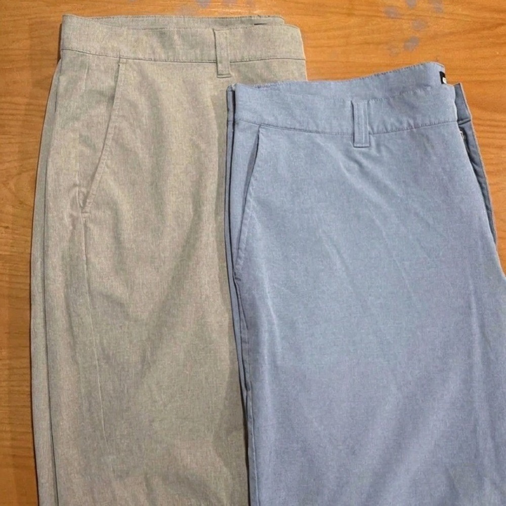 TravisMathew Beck Performance Shorts Mens 40 Blue Tan‎ Golf Stretch Lot of 2